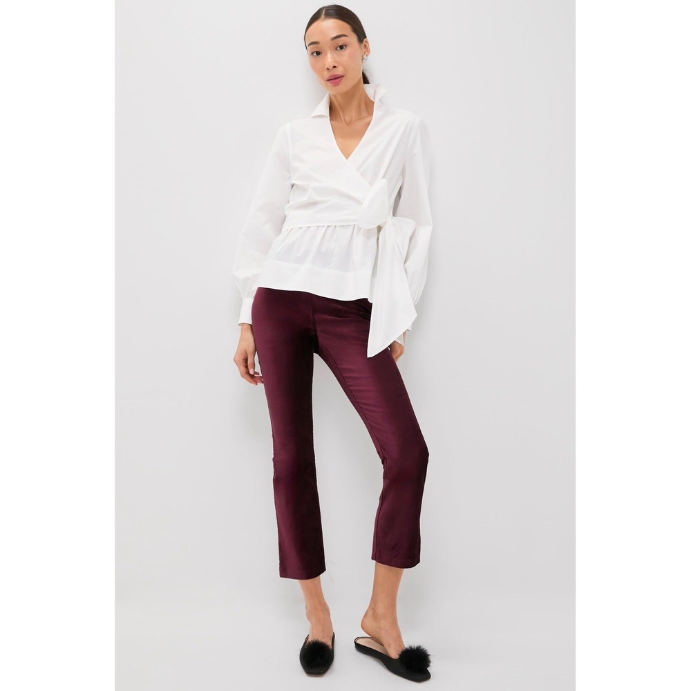 Tuckernuck Womens Ashford Velvet Zip Up Pull On Straight Leg Pants Merlot Sz M